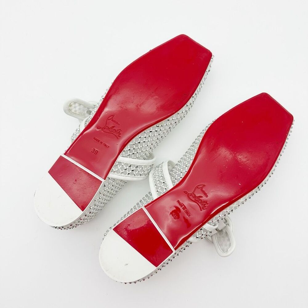 CHRISTIAN LOUBOUTIN Mamastrapitina Crystal Embellished Ballet Flat Size 39 Mesh - Picture 13 of 15